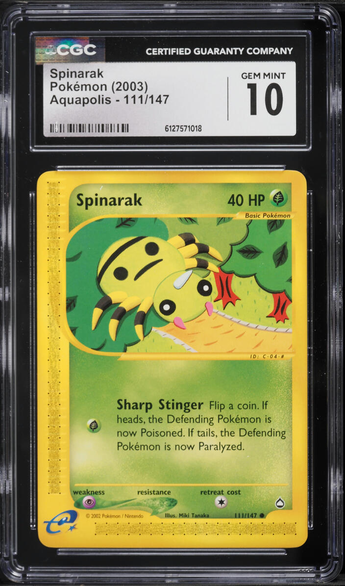 2003 Pokemon Aquapolis Spinarak #111 CGC 10 GEM MINT