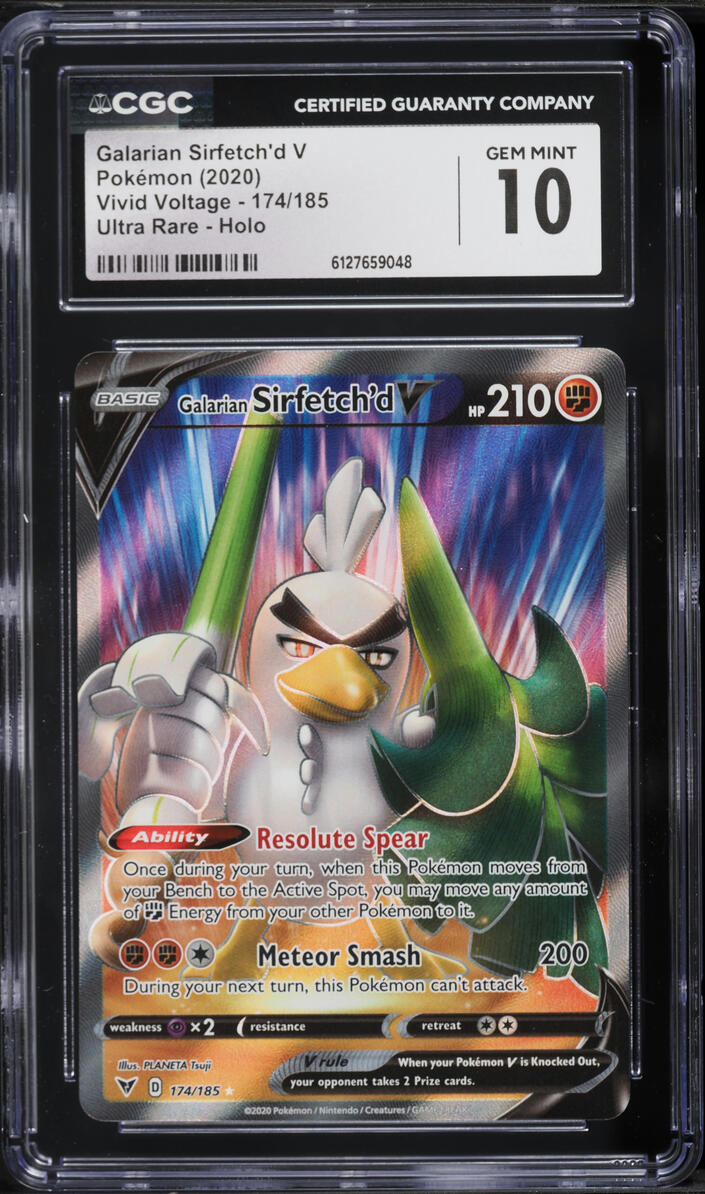 2020 Pokemon Sword & Shield Vivid Voltage Full Art Galarian Sirfetch'd V #174 CGC 10 GEM MINT