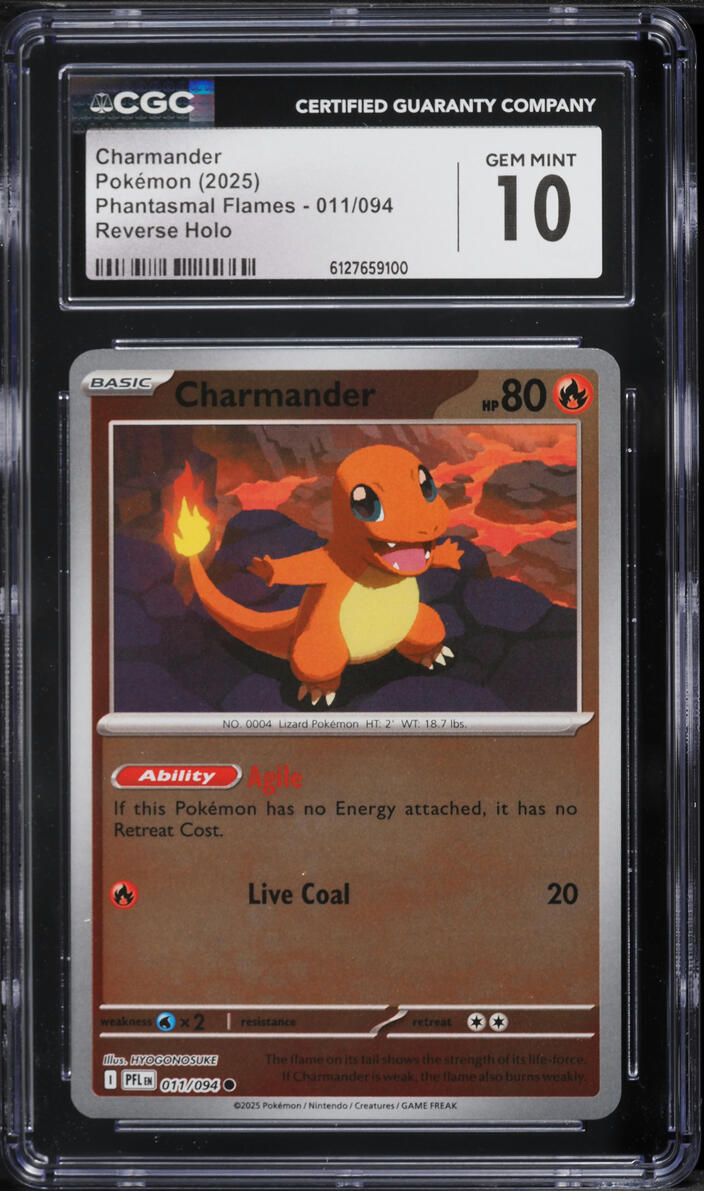 2025 Pokemon Mega Phantasmal Flames Reverse Holo Charmander #11 CGC 10 GEM MINT
