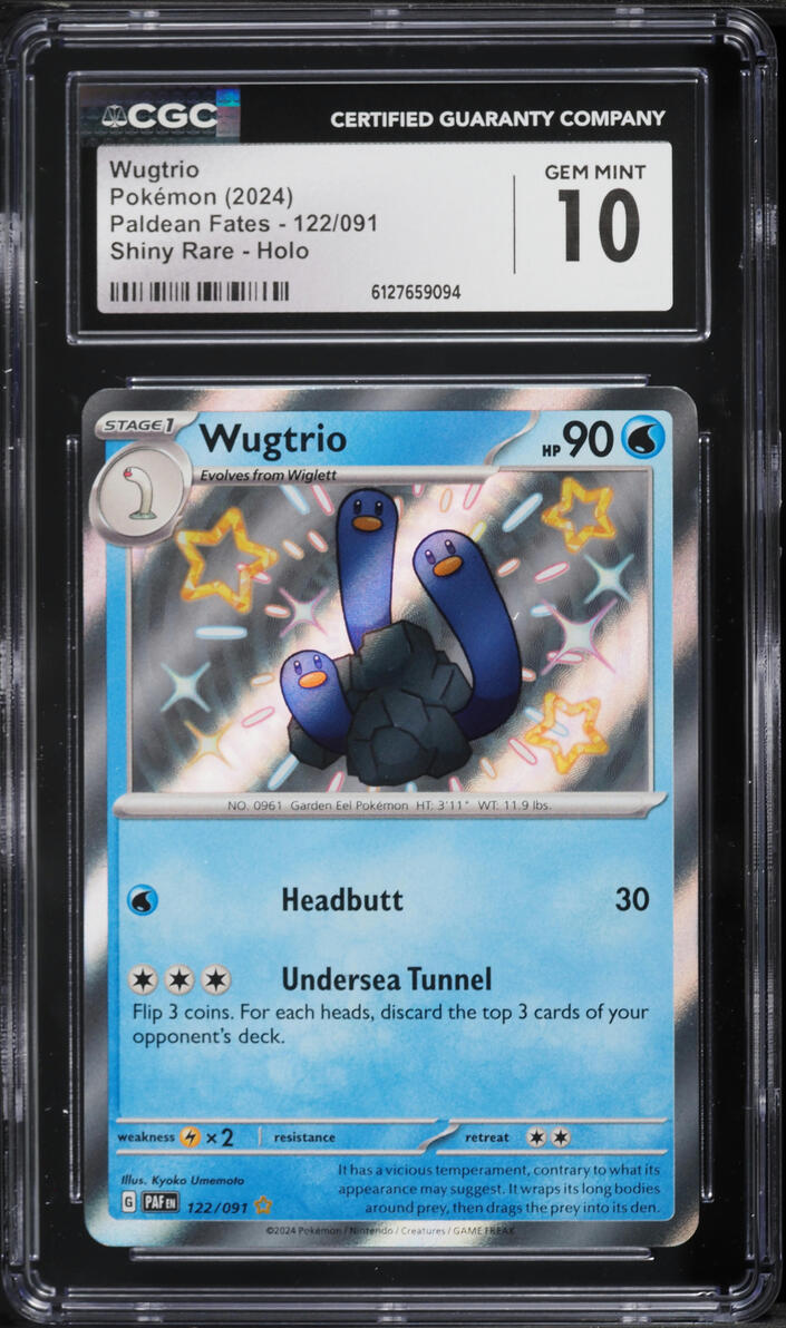 2024 Pokemon Scarlet & Violet Paldean Fates Shiny Rare Wugtrio #122 CGC 10 GEM MINT