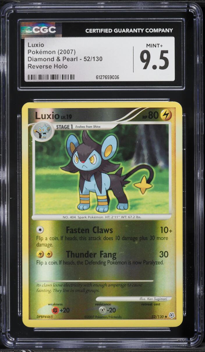 2007 Pokemon Diamond & Pearl Reverse Holo Luxio #52 CGC 9.5 MINT+