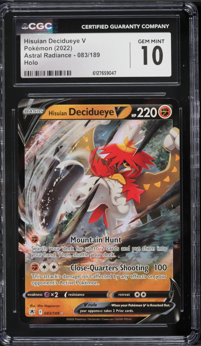 2022 Pokemon Sword & Shield Astral Radiance Holo Hisuian Decidueye V #83 CGC 10 GEM MINT