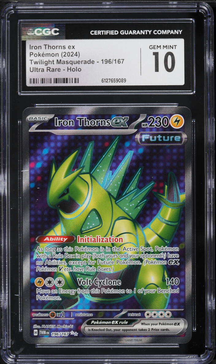 2024 Pokemon Scarlet & Violet Twilight Masquerade Full Art Iron Thorns ex #196 CGC 10 GEM MINT