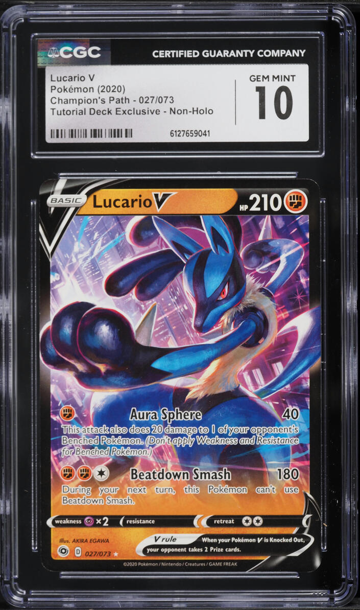2020 Pokemon SWSH Champion's Path Tutorial Exclusive Non-Holo Lucario V #27 CGC 10 GEM MINT