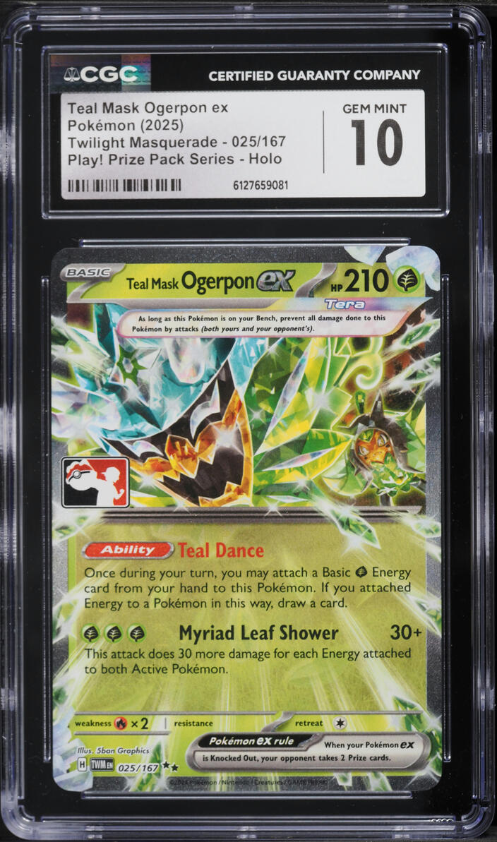 2025 Pokemon SV Twilight Masquerade Play! Prize Holo Teal Mask Ogerpon ex #25 CGC 10 GEM MINT