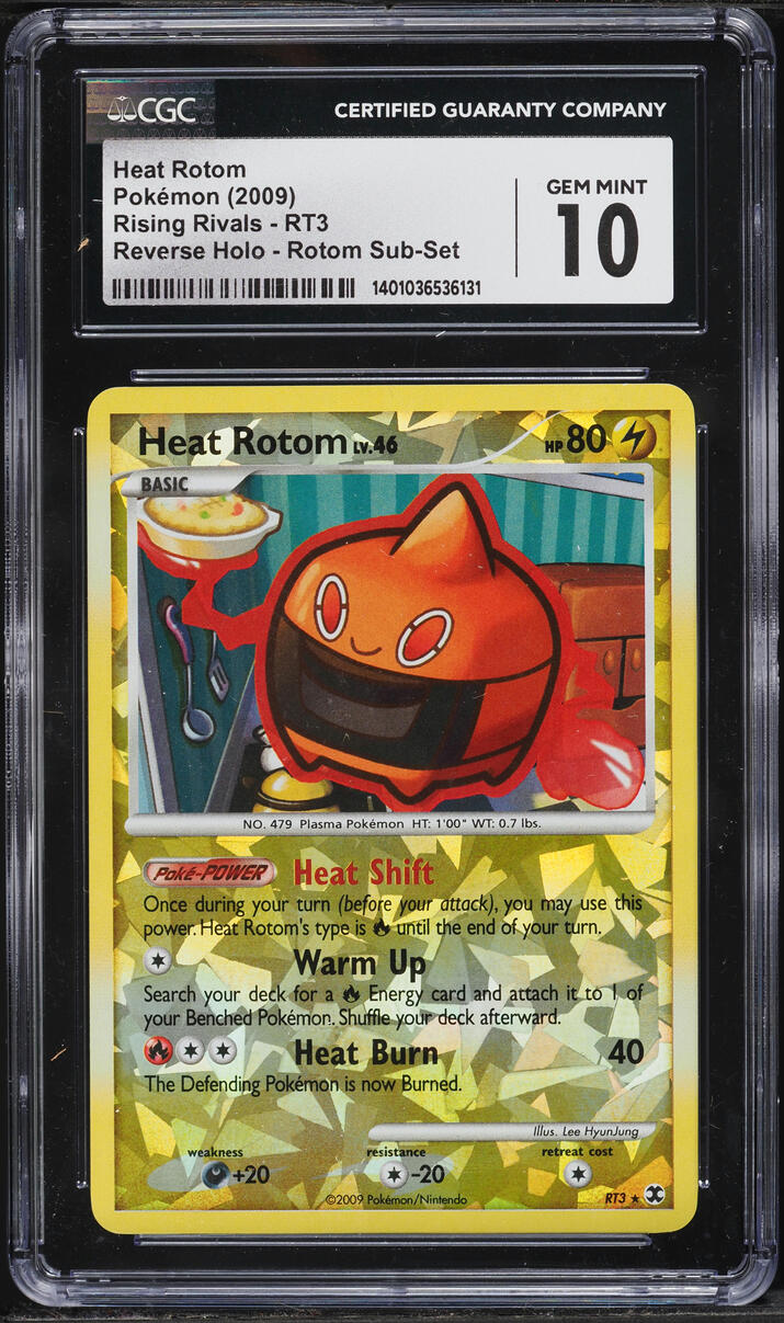 2009 Pokemon Platinum Rising Rivals Sub-Set Reverse Holo Heat Rotom #RT3 CGC 10 GEM MINT