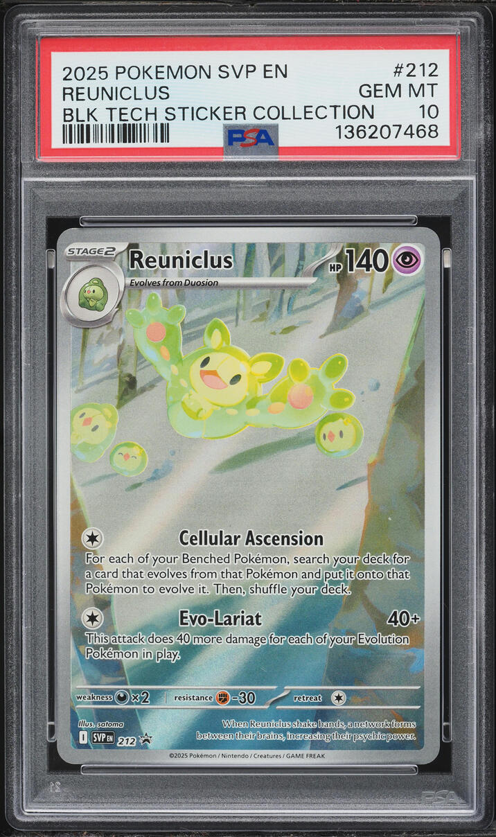 2025 Pokemon SV Promo Black Bolt Tech Sticker Full Art Reuniclus #212 PSA 10 GEM MINT