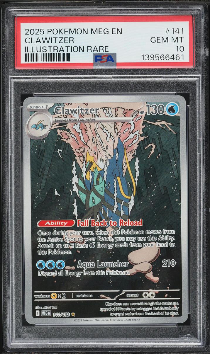2025 Pokemon Mega Evolution IR Clawitzer #141 PSA 10 GEM MINT