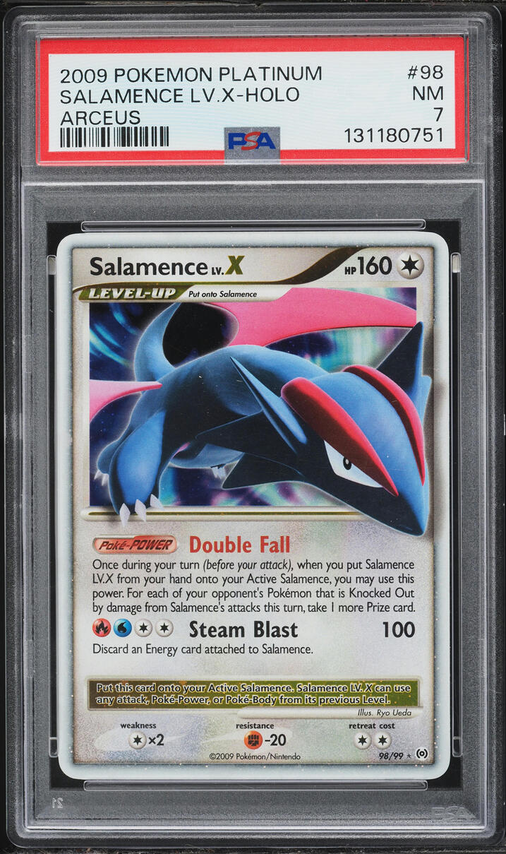 2009 Pokemon Platinum Arceus Holo Salamence LV.X #98 PSA 7 NRMT