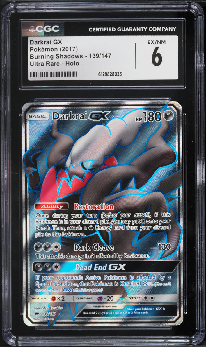 2017 Pokemon Sun & Mon Burning Shadows Full Art Darkrai GX #139 CGC 6 EXMT