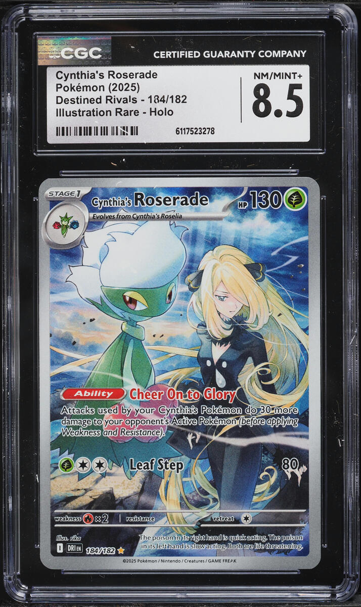 2025 Pokemon Scarlet & Violet Destined Rivals IR Cynthia's Roserade #184 CGC 8.5 NM-MT+