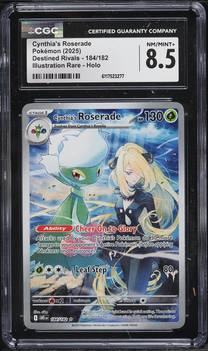 2025 Pokemon Scarlet & Violet Destined Rivals IR Cynthia's Roserade #184 CGC 8.5 NM-MT+