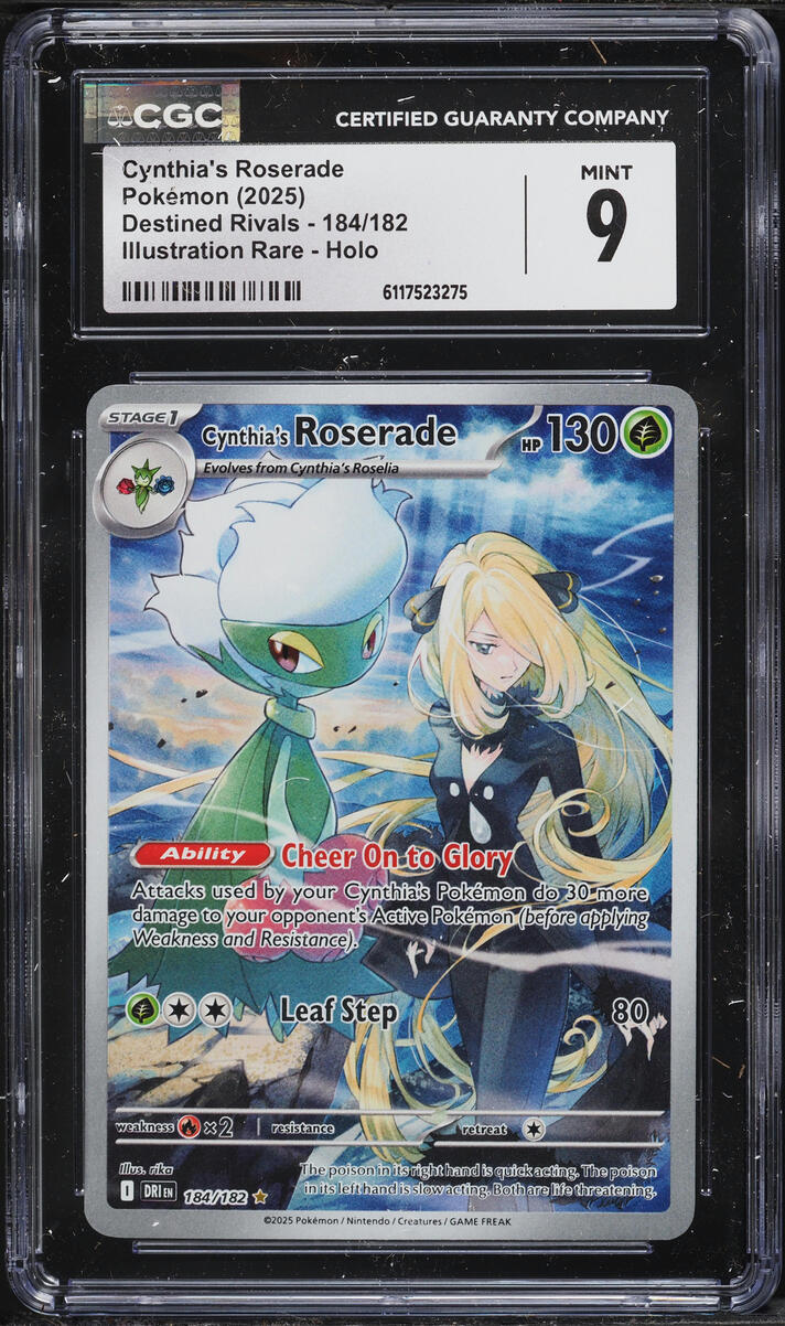 2025 Pokemon Scarlet & Violet Destined Rivals IR Cynthia's Roserade #184 CGC 9 MINT