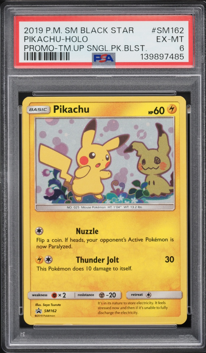 2019 Pokemon Sun & Moon Promo Team Up Holo Pikachu #SM162 PSA 6 EXMT