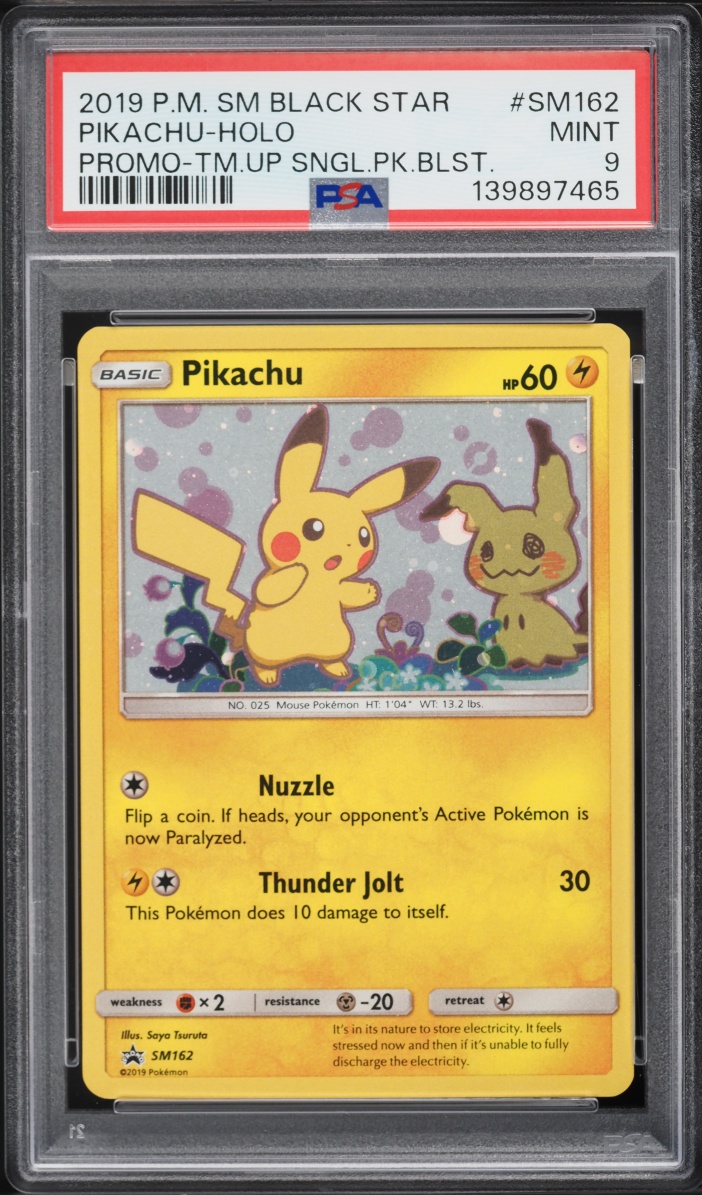 2019 Pokemon Sun & Moon Promo Team Up Holo Pikachu #SM162 PSA 9 MINT