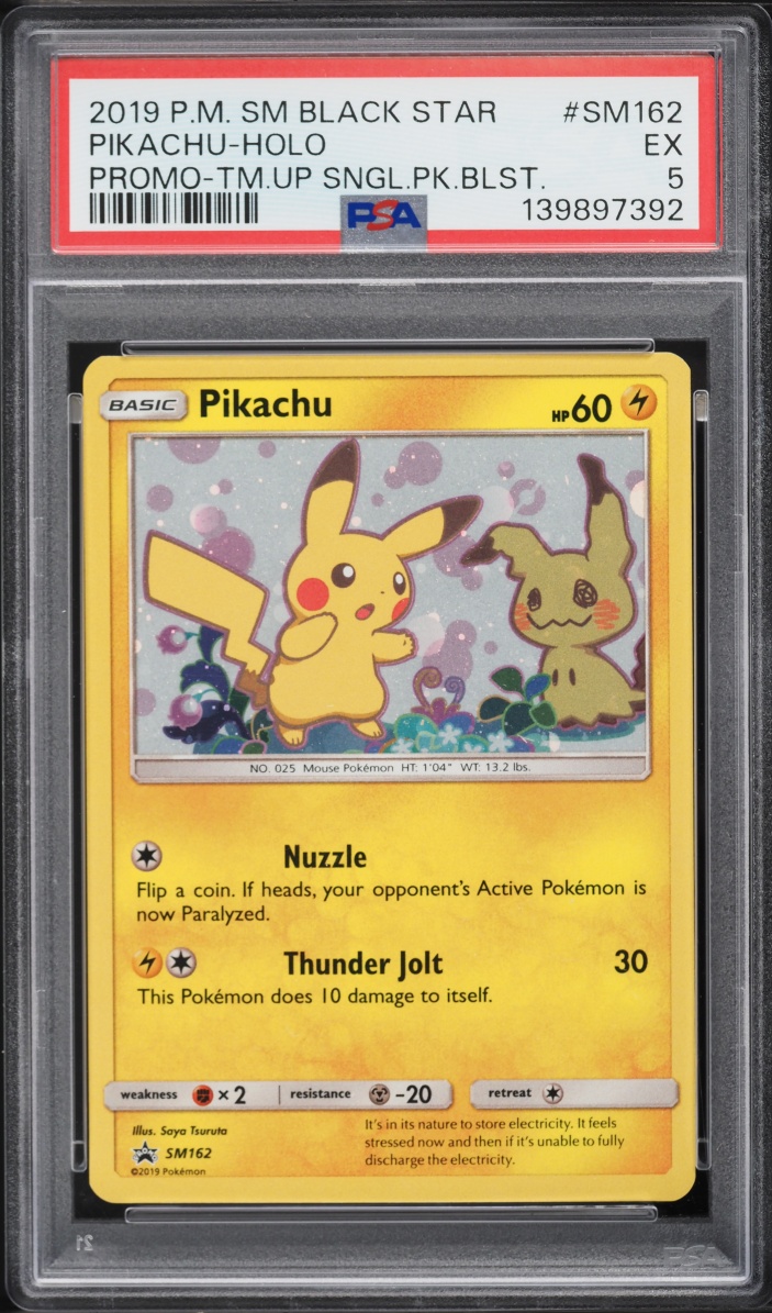 2019 Pokemon Sun & Moon Promo Team Up Holo Pikachu #SM162 PSA 5 EX