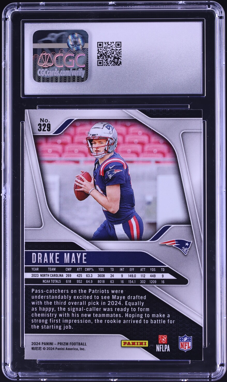 2024 Panini Prizm Drake Maye ROOKIE #329 CGC 9 MINT