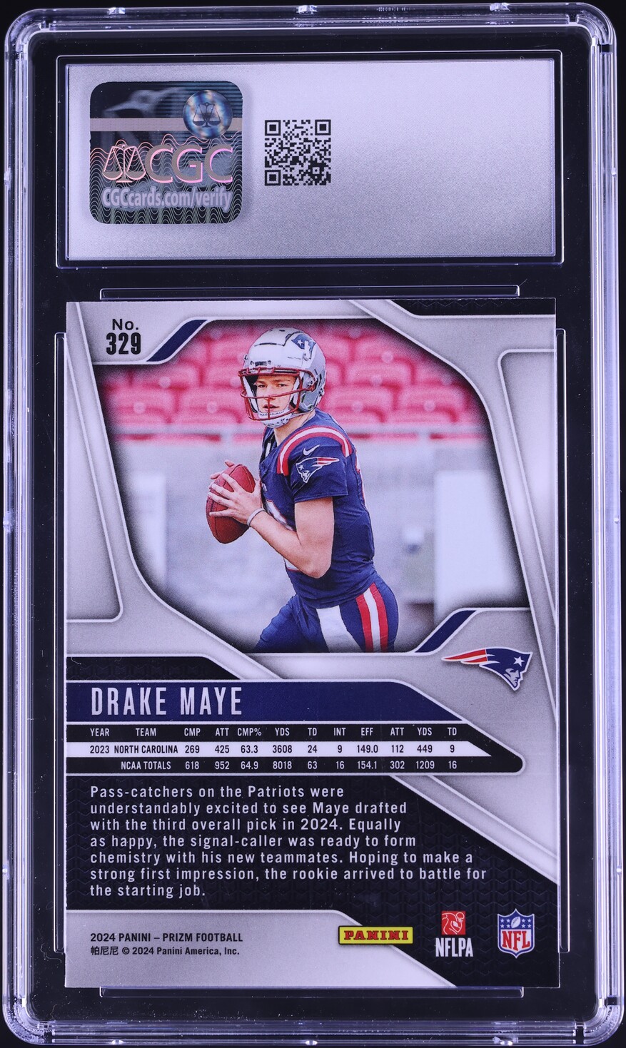 2024 Panini Prizm Drake Maye ROOKIE #329 CGC 8.5 NM-MT+