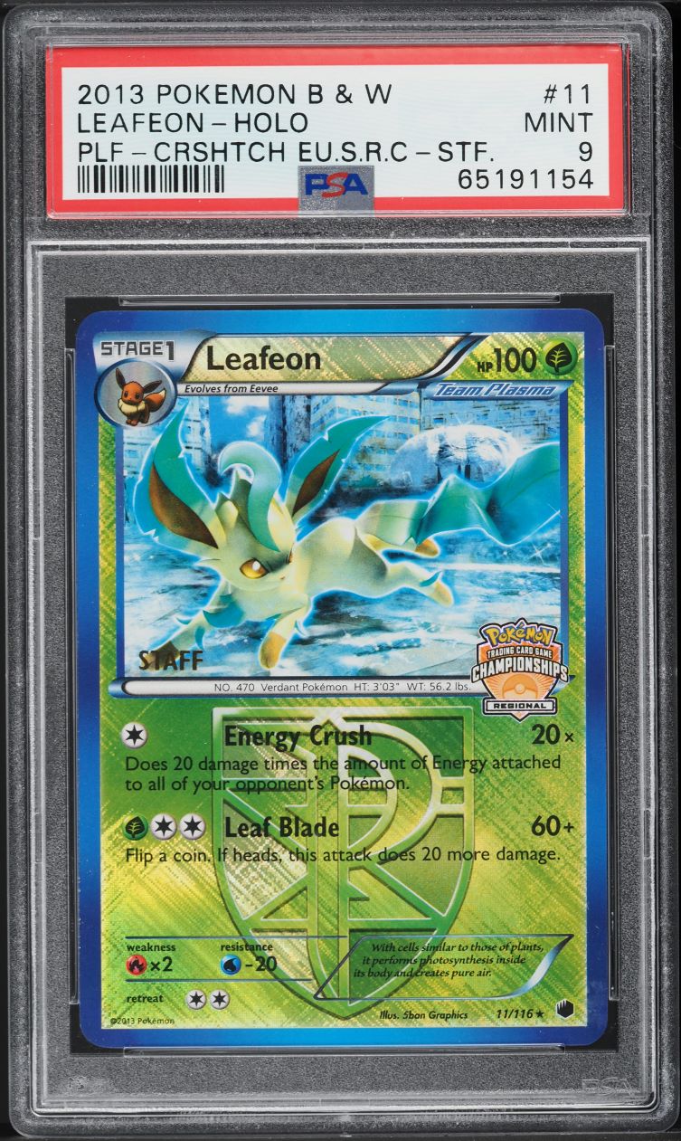 2013 Pokemon Black & White Plasma Freeze Staff Holo Leafeon #11 PSA 9 MINT