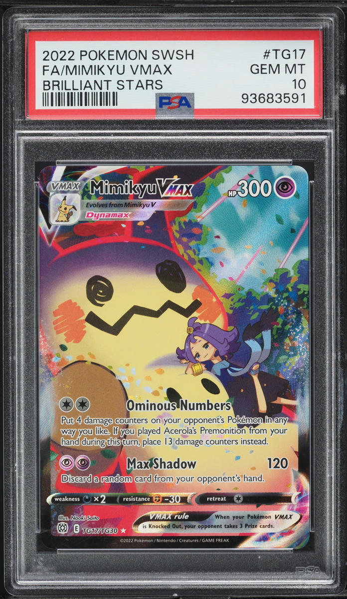 2022 Pokemon SWSH Brilliant Stars Full Art Mimikyu VMAX #TG17 PSA 10 GEM MINT