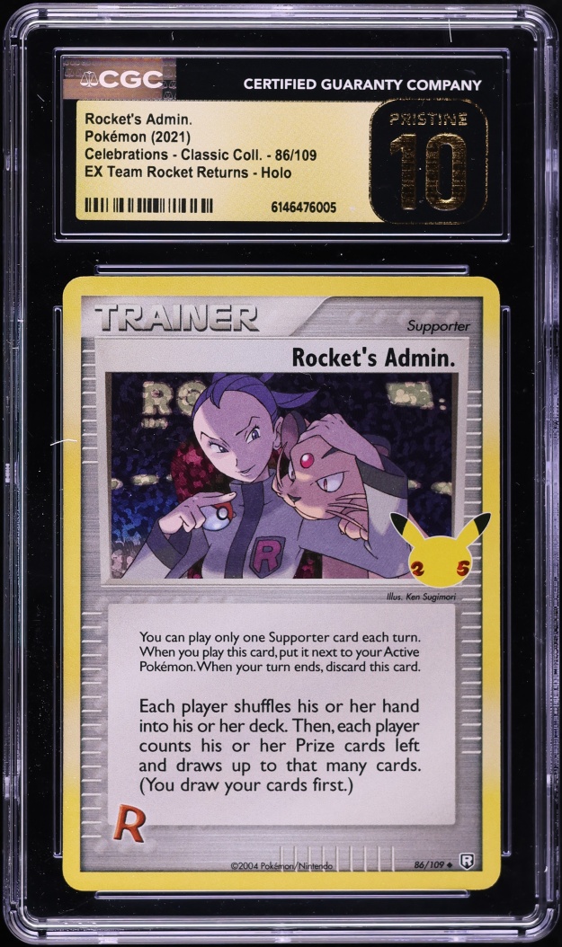 2021 Pokemon SWSH Celebrations Classic Collection Holo Rocket's Admin. #86 CGC 10 PRISTINE