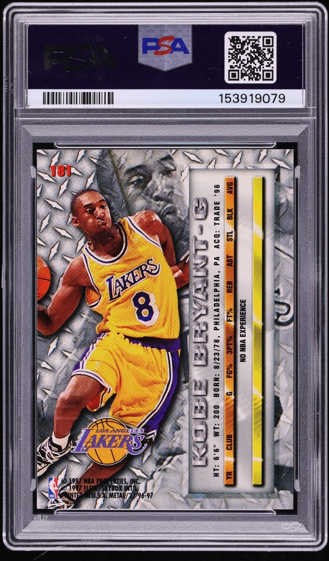 1996 Metal Basketball Kobe Bryant ROOKIE #181 PSA 8 NM-MT