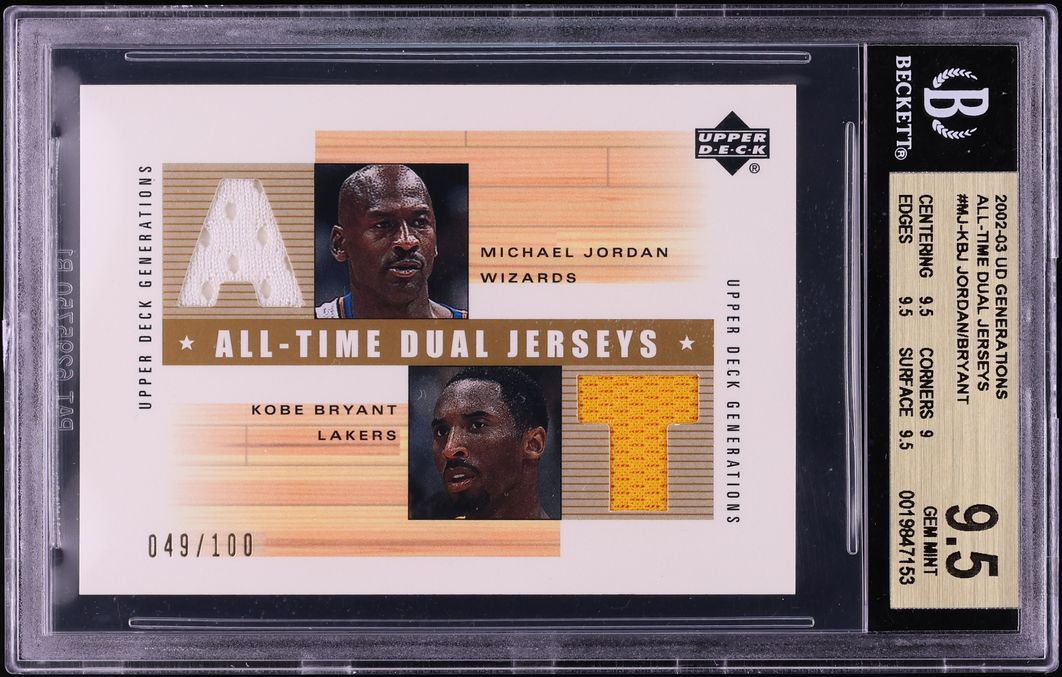 2002 Upper Deck Generations All-Time Dual Michael Jordan Kobe Bryant PATCH /100 #MJKBJ BGS 9.5