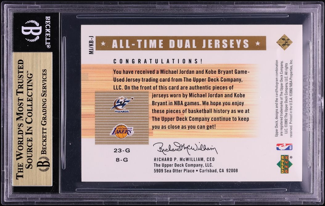 2002 Upper Deck Generations All-Time Dual Michael Jordan Kobe Bryant PATCH /100 #MJKBJ BGS 9.5