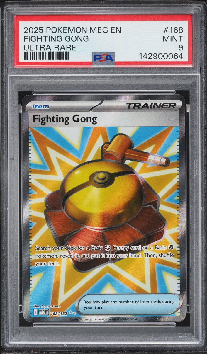 2025 Pokemon Mega Evolution Full Art Fighting Gong #168 PSA 9 MINT