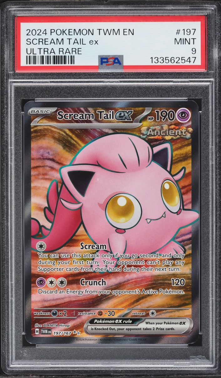 2024 Pokemon Scarlet & Violet Twilight Masquerade Full Art Scream Tail EX #197 PSA 9 MINT