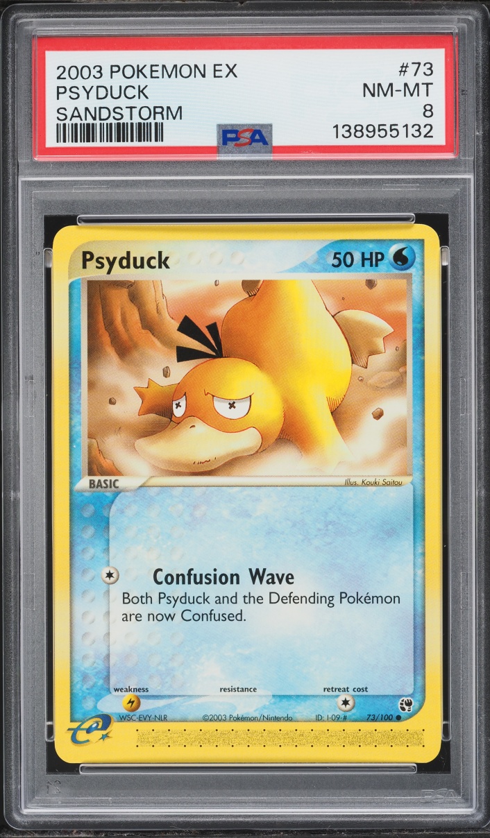 2003 Pokemon EX Sandstorm Psyduck #73 PSA 8 NM-MT