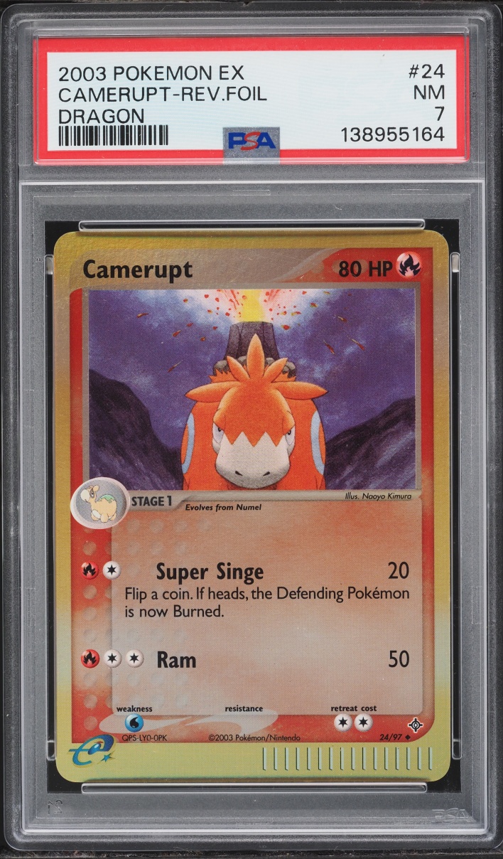 2003 Pokemon EX Dragon Reverse Holo Camerupt #24 PSA 7 NRMT