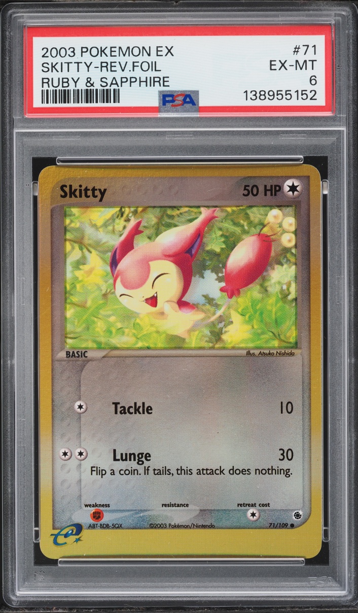 2003 Pokemon EX Ruby & Sapphire Reverse Holo Skitty #71 PSA 6 EXMT