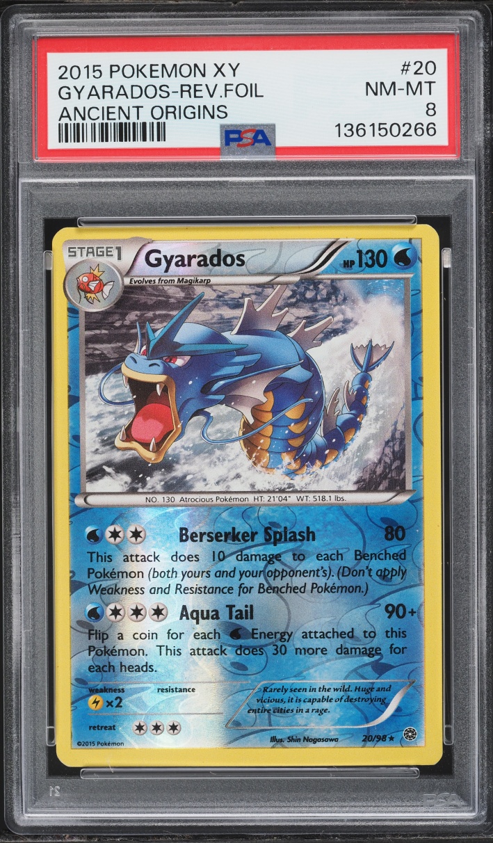 2015 Pokemon XY Ancient Origins Reverse Holo Gyarados #20 PSA 8 NM-MT