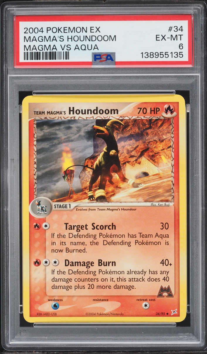 2004 Pokemon EX Team Magma VS Team Aqua Magma's Houndoom #34 PSA 6 EXMT
