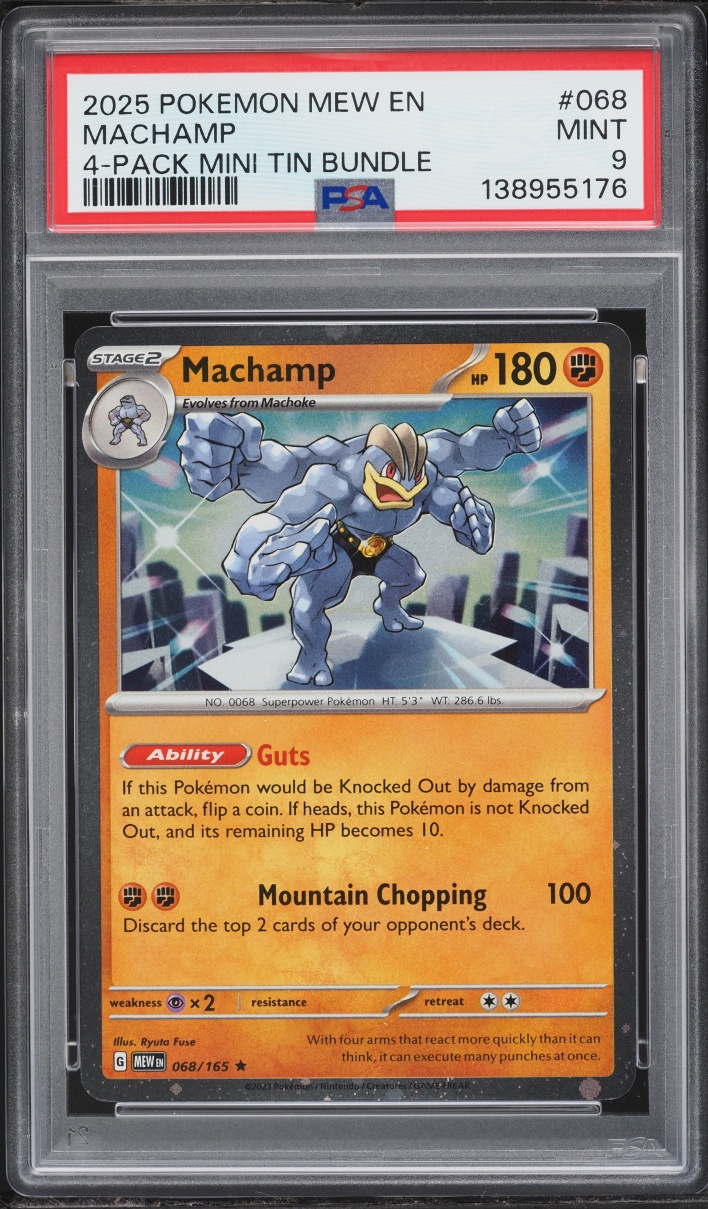 2025 Pokemon Scarlet & Violet Promo 4-Pack Mini Tin Bundle Machamp #068 PSA 9 MINT