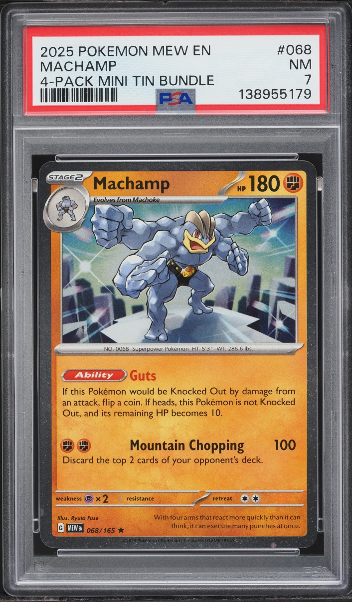 2025 Pokemon Scarlet & Violet Black Star Promo Mini Tin Bundle Machamp #068 PSA 7 NRMT