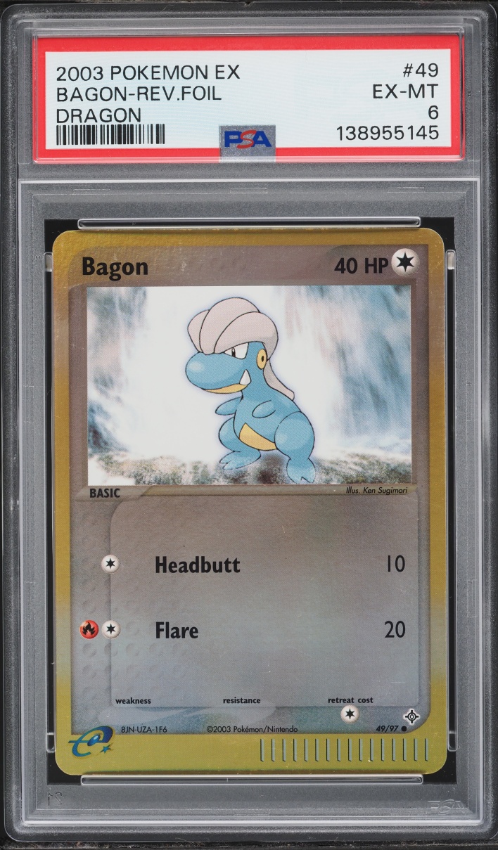 2003 Pokemon EX Dragon Reverse Holo Bagon #49 PSA 6 EXMT