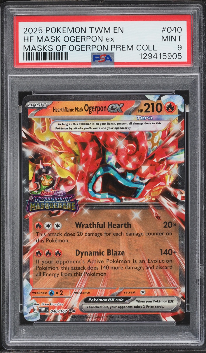 2025 Pokemon Scarlet & Violet Twilight Hearthflame Mask Ogerpon EX #40 PSA 9 MINT