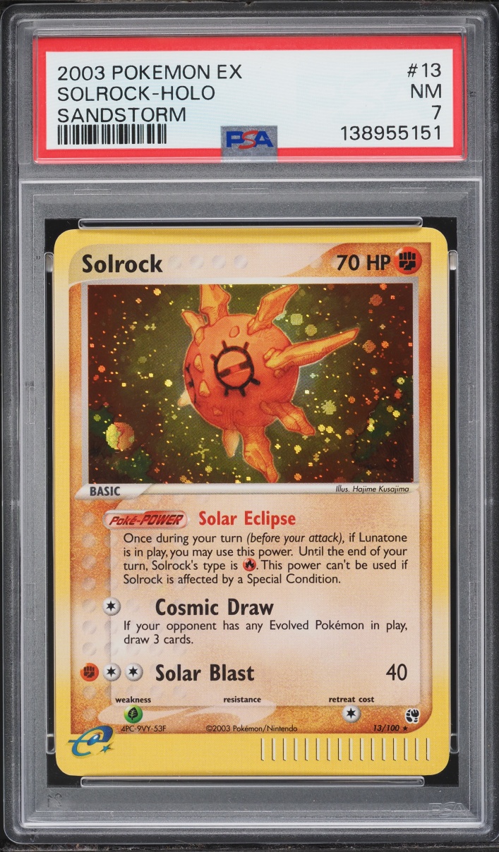 2003 Pokemon EX Sandstorm Holo Solrock #13 PSA 7 NRMT