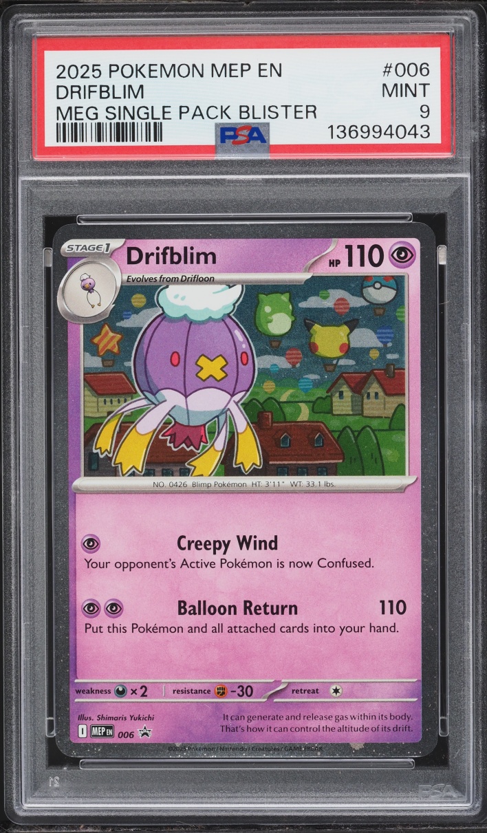2025 Pokemon Mega Promo Single Pack Blister Drifblim #006 PSA 9 MINT