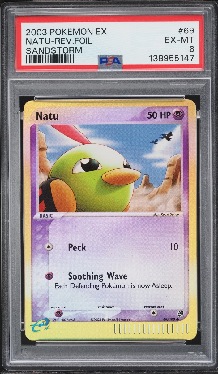 2003 Pokemon EX Sandstorm Reverse Holo Natu #69 PSA 6 EXMT