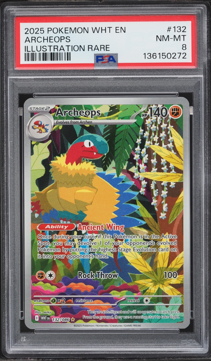 2025 Pokemon Scarlet & Violet White Flare IR Archeops #132 PSA 8 NM-MT