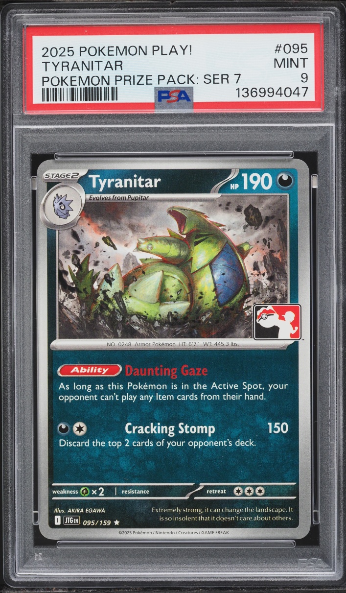 2025 Pokemon Scarlet & Violet Play! Pokemon Prize Pack: Series 7 Tyranitar #095 PSA 9 MINT