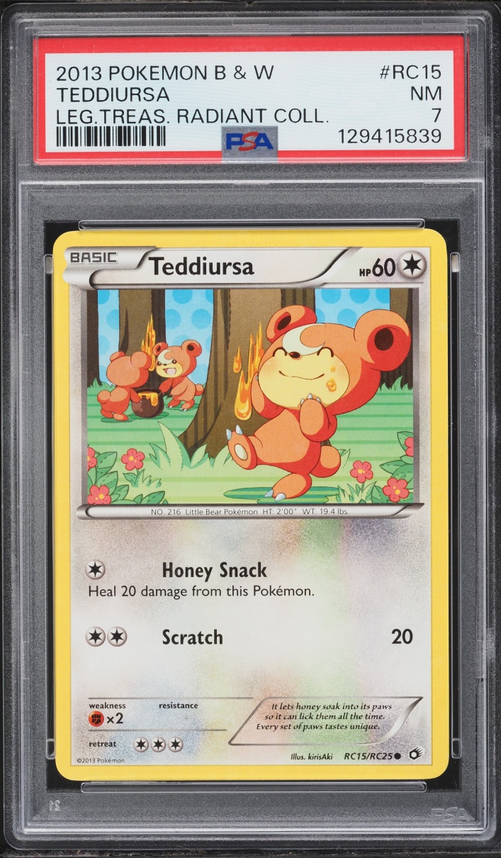 2013 Pokemon Black & White Legendary Treasures Radiant Collection Teddiursa #RC15 PSA 7 NRMT