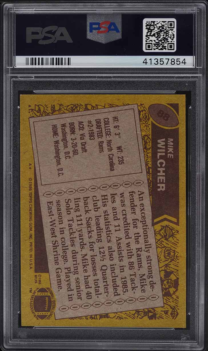 1986 Topps Football Mike Wilcher #88 PSA 8 NM-MT