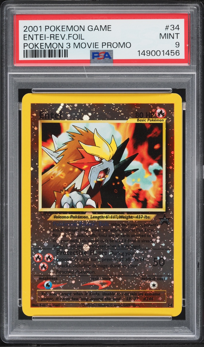 2001 Pokemon Movie 3 Promo Reverse Holo Entei #34 PSA 9 MINT