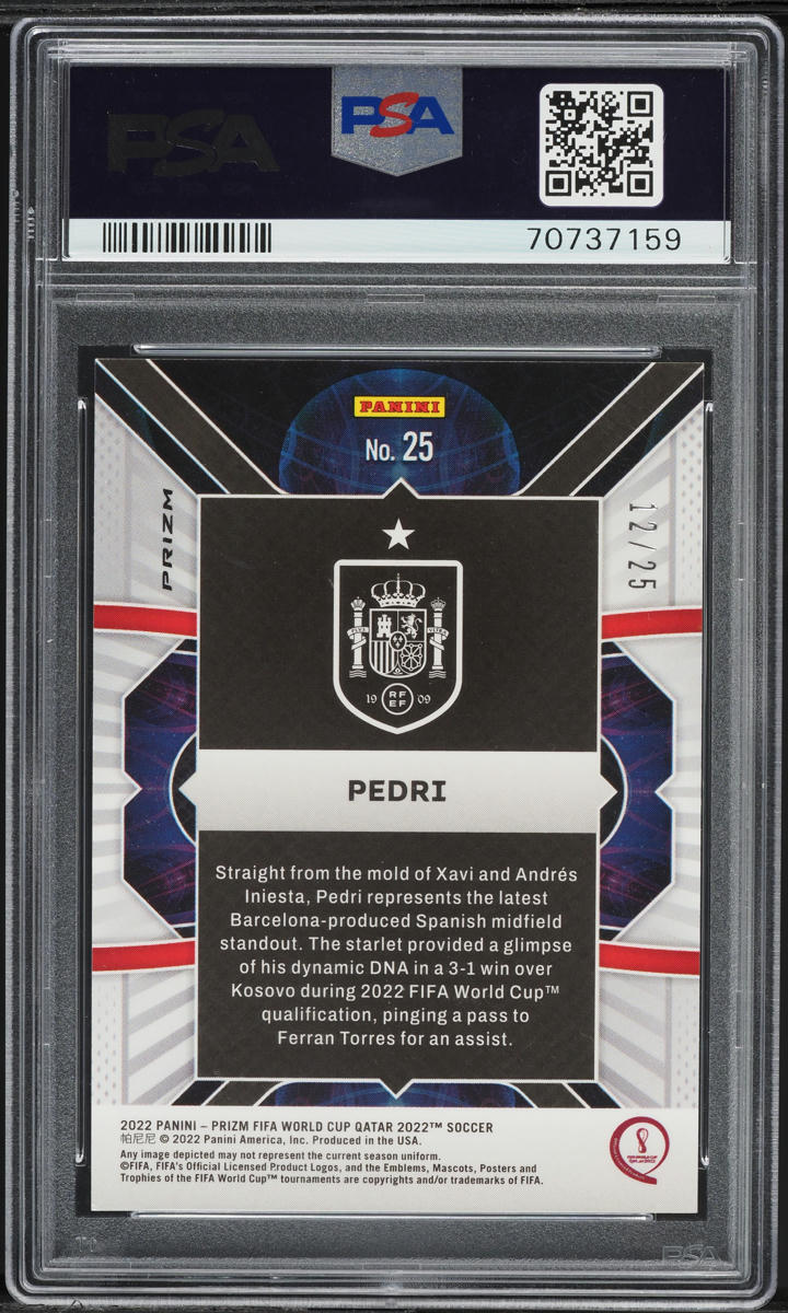 2022 Panini Prizm World Cup Qatar Phenomenon Orange Pedri /25 #25 PSA 10 GEM MINT