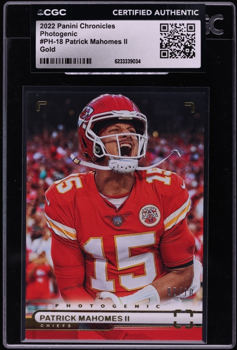 2022 Panini Chronicles Photogenic Gold Patrick Mahomes II /10 #PH-18 CGC AUTH