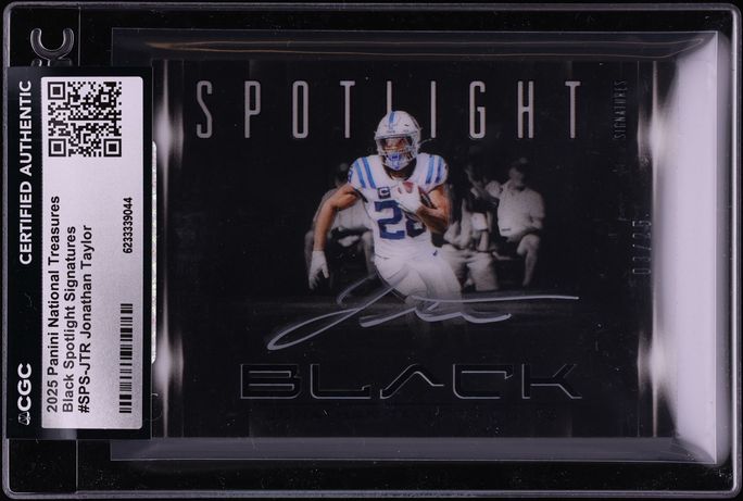 2025 National Treasures Black Spotlight Jonathan Taylor AUTO /25 #SPS-JTR CGC AUTH
